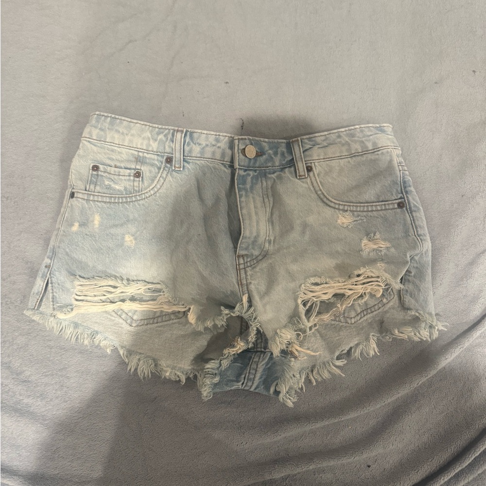 BDG Light Blue Ripped Jean Shorts